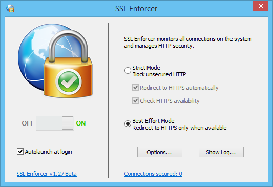 Force SSL/TLS for any browser or app.