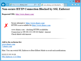 SSL connection not available in browser